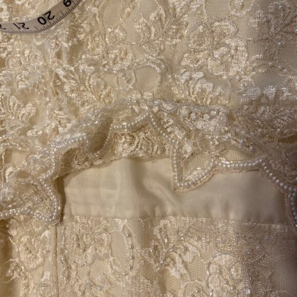 BRILLIANTE by JA Pearl Lace Formal Party Tiered Dress Ivory W Sleeves Size Large - Picture 6 of 15